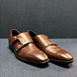 8943 Saks Fifth Avenue Brown Leather Monk Strap Oxfords Connery Size 9.5